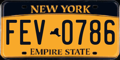 NY license plate FEV0786