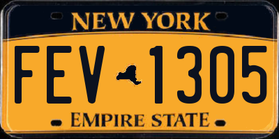 NY license plate FEV1305