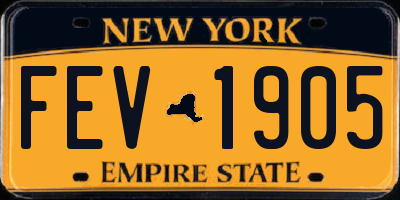 NY license plate FEV1905