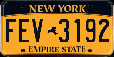 NY license plate FEV3192