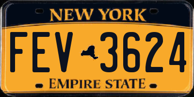 NY license plate FEV3624