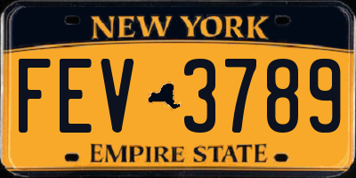 NY license plate FEV3789