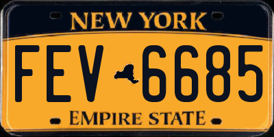 NY license plate FEV6685