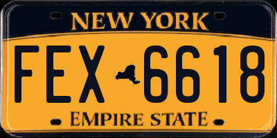 NY license plate FEX6618