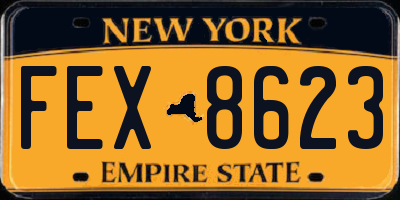 NY license plate FEX8623