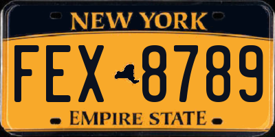 NY license plate FEX8789