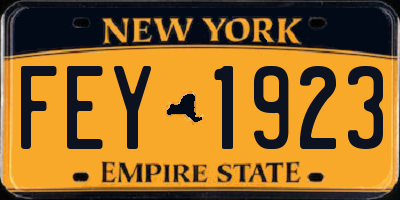 NY license plate FEY1923