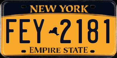 NY license plate FEY2181
