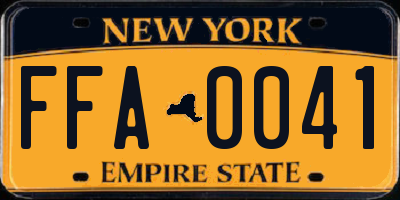 NY license plate FFA0041