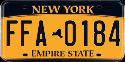 NY license plate FFA0184