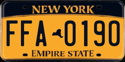 NY license plate FFA0190