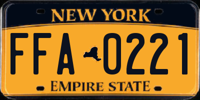 NY license plate FFA0221