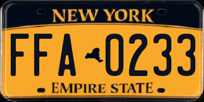 NY license plate FFA0233