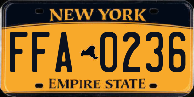 NY license plate FFA0236