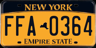 NY license plate FFA0364