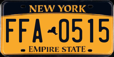 NY license plate FFA0515