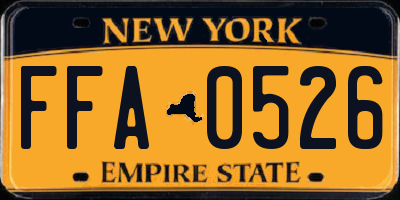 NY license plate FFA0526