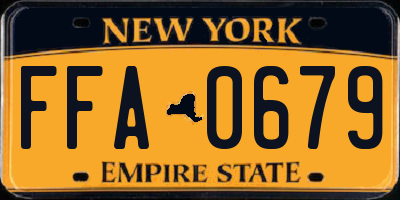 NY license plate FFA0679