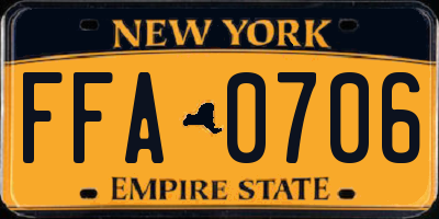 NY license plate FFA0706