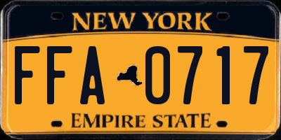 NY license plate FFA0717