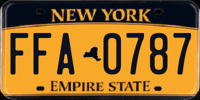NY license plate FFA0787