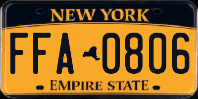 NY license plate FFA0806