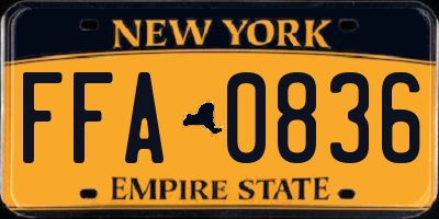 NY license plate FFA0836