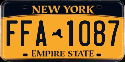 NY license plate FFA1087