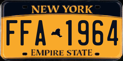 NY license plate FFA1964