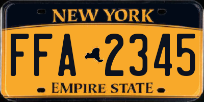 NY license plate FFA2345