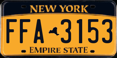 NY license plate FFA3153