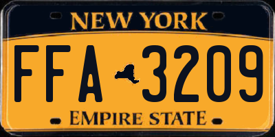 NY license plate FFA3209