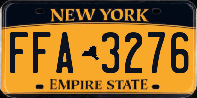 NY license plate FFA3276
