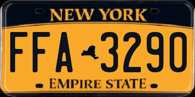 NY license plate FFA3290