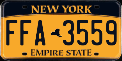 NY license plate FFA3559