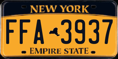 NY license plate FFA3937