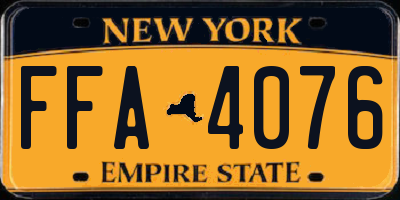 NY license plate FFA4076