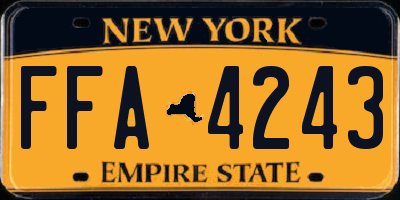 NY license plate FFA4243