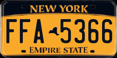 NY license plate FFA5366