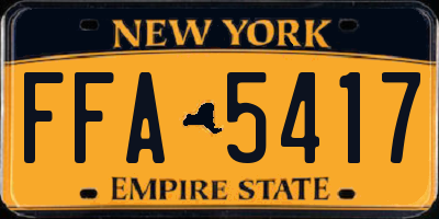 NY license plate FFA5417