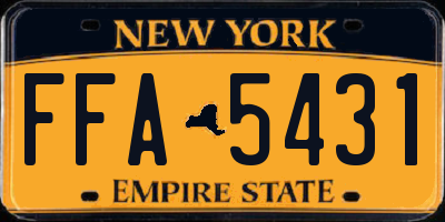 NY license plate FFA5431