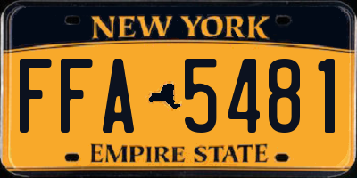 NY license plate FFA5481