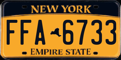 NY license plate FFA6733