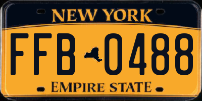 NY license plate FFB0488