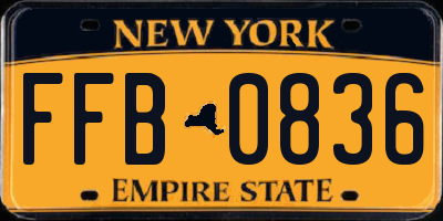 NY license plate FFB0836