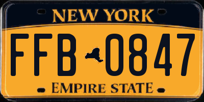 NY license plate FFB0847