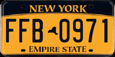 NY license plate FFB0971