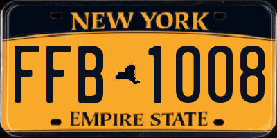 NY license plate FFB1008