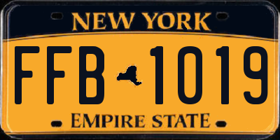 NY license plate FFB1019