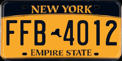 NY license plate FFB4012